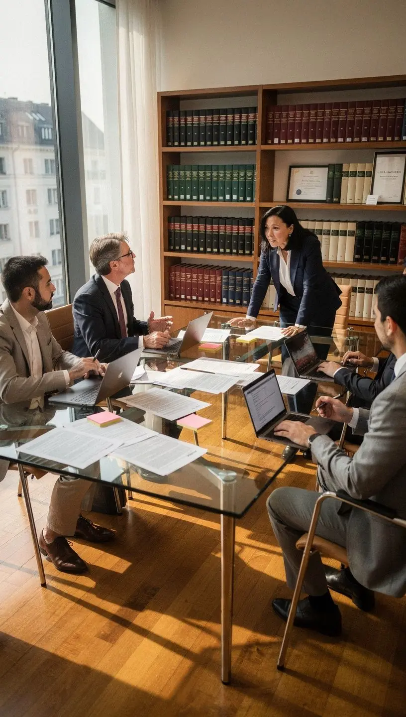 Ein Bildschirm zeigt eine Präsentation über Compliance-Vorgaben.